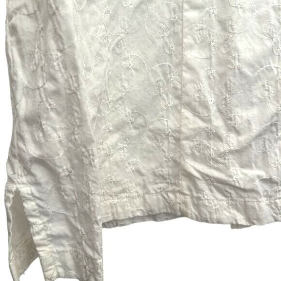White Stag Plus Size 18W/20W Embroidered White Cotton Short Sleeve Button-Up Shi - Picture 6 of 10